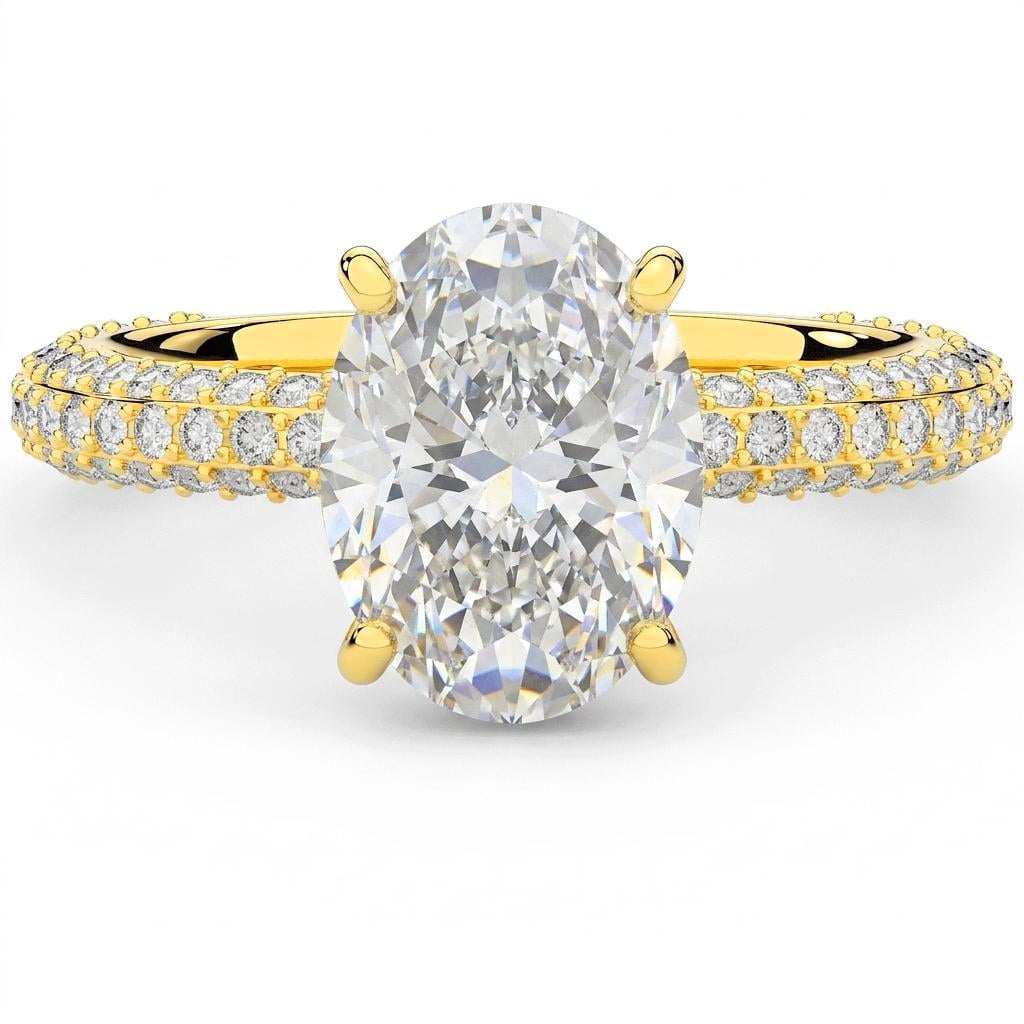 5 Carat Center Stone 14K Yellow Gold IGI Certified Lab Grown Oval ...