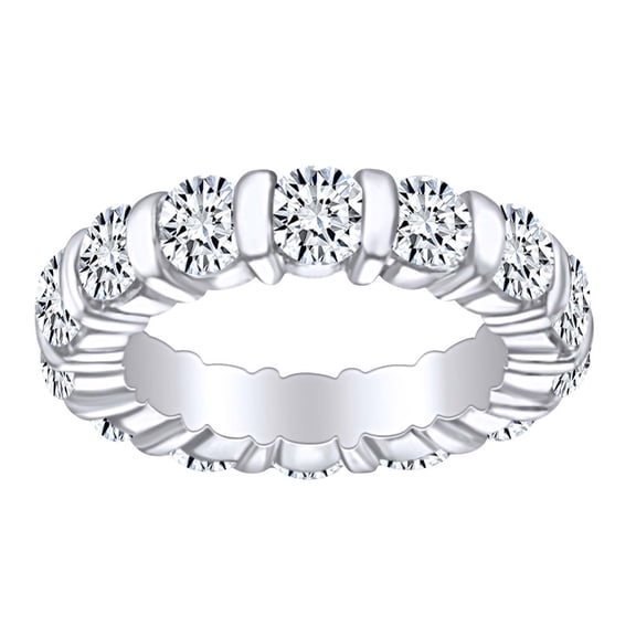 AFFY 5 Carat (Ctw) Round Cut White Natural Diamond Bar Set Eternity Wedding Band Ring In 14k Solid White Gold Ring Size-9