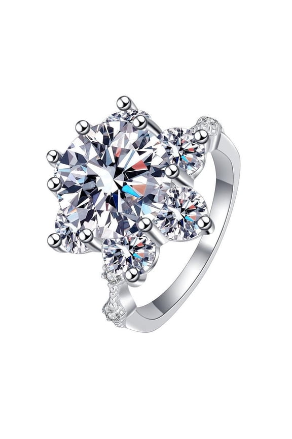 5 Carat D Color VVS1 Moissanite Diamond Rings for Women, S925 Sterling Silver 18K Gold Plated Luxury Engagement Rings for Women - Wedding Valentine's Day Birthday Gift with Certificate