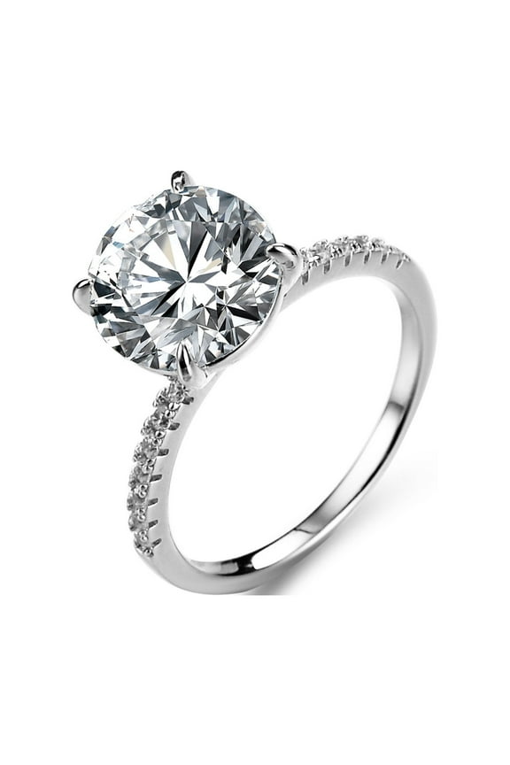 5 Carat D Color VVS1 Moissanite Engagement Rings for Women, S925 Sterling Silver Round Cut Diamond Wedding Rings for Anniversary Birthday with Certificate