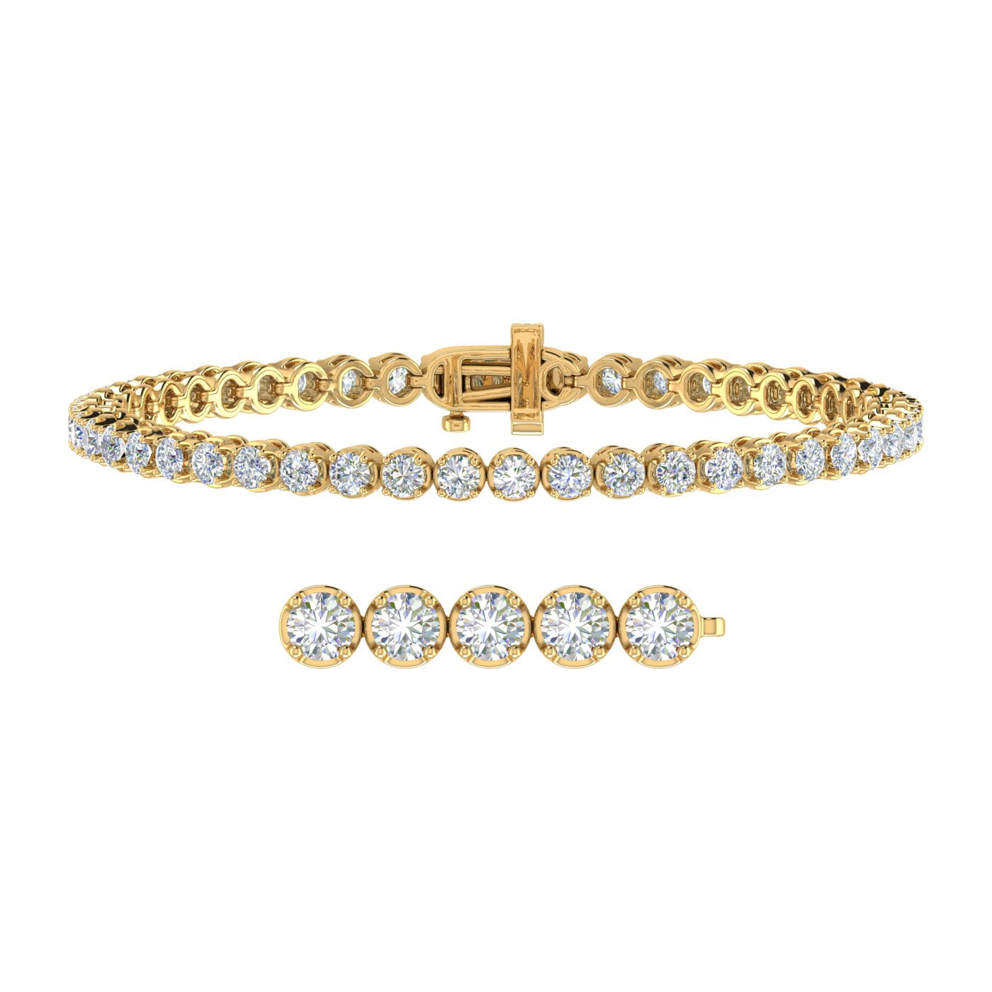 Haus Of Brilliance 10K Yellow Gold Plated .925 Sterling Silver 1.0 Cttw  Miracle-Set Diamond Round Faceted Bezel Tennis Bracelet (I-J Color, I3  Clarity) - 6
