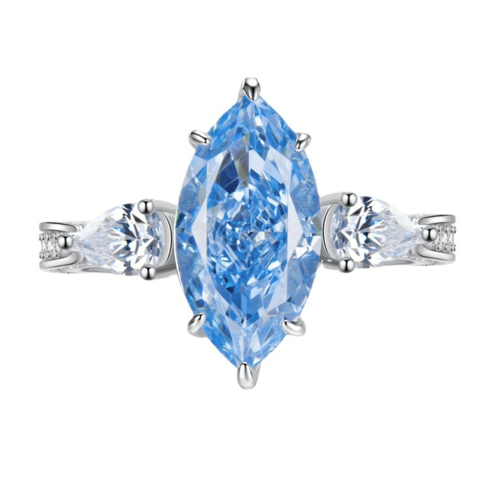 5 Carat  Elongated Marquise Cut Engagement Ring for Women Simulated Diamond Promise Ring in 925 Sterling Silver CZ Wedding Rings