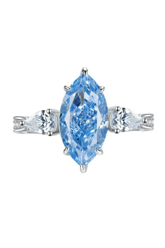 5 Carat  Elongated Marquise Cut Engagement Ring for Women Simulated Diamond Promise Ring in 925 Sterling Silver CZ Wedding Rings