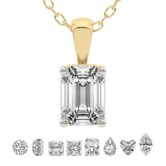 5 Carat Emerald IGI Certified Lab Grown Diamond Pendant Necklace For Women | FG-VS Solitaire Pendant Necklace 18K Yellow Gold | Martina Solitaire
