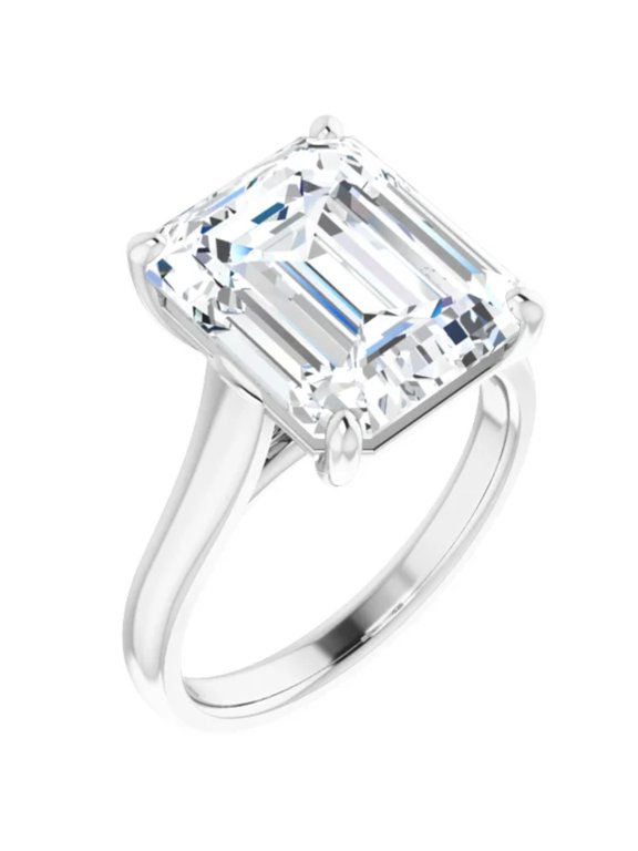 5 Carat Emerald Lab Grown Diamond Engagement Ring