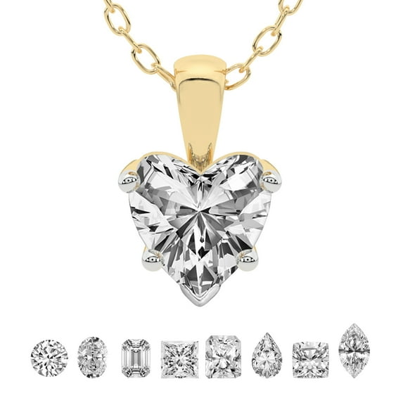 5 Carat Heart IGI Certified Lab Grown Diamond Pendant Necklace For Women | FG-VS Solitaire Pendant Necklace 14K Yellow Gold | Martina Solitaire