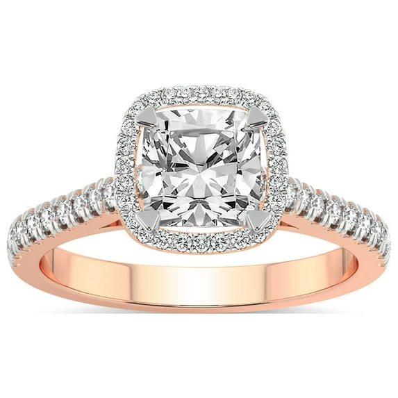 IGI Certified 5 Carat Cushion Shape Lab Grown Diamond Engagement Ring | 14K Rose Gold | Glowing Globe Halo Diamond Ring | FG-VS1-VS2 Quality Friendly Diamonds