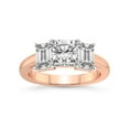 thumbnail image 1 of IGI Certified 5 Carat Cushion Shape Lab Grown Diamond Engagement Ring | 14K Rose Gold | Lauren Three stone Emerald Shape Side Lab Diamond Ring | FG-VS1-VS2 Quality Friendly Diamonds, 1 of 6
