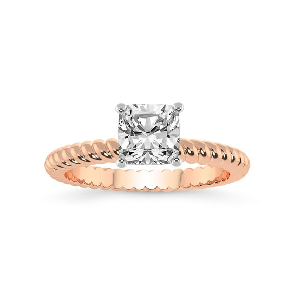 5 Carat IGI Certified Cushion Shape Lab Grown Diamond Engagement Ring | 14K Rose Gold |Sansa Solitaire Diamond Ring | FG-VS1-VS2 Quality Friendly Diamonds