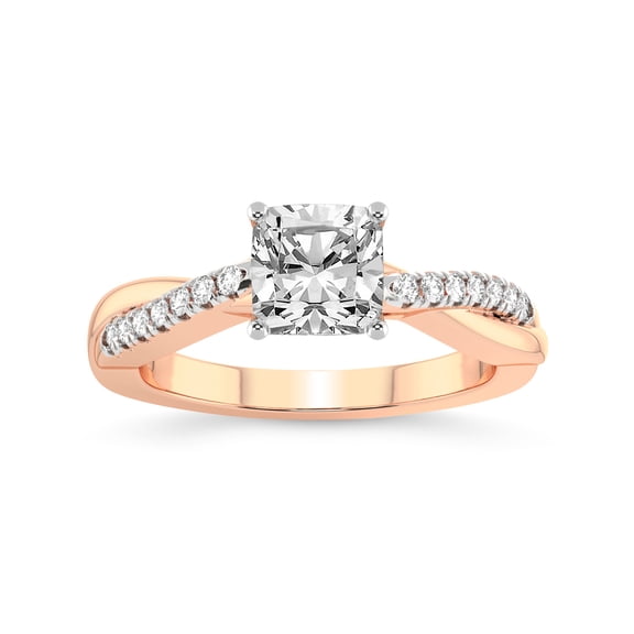5 Carat IGI Certified Cushion Shape Lab Grown Diamond Engagement Ring | 14K Rose Gold |Twisted Vine Diamond Ring | FG-VS1-VS2 Quality Friendly Diamonds