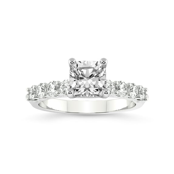 IGI Certified 5 Carat Cushion Shape Lab Grown Diamond Engagement Ring | 14K White Gold | Cassidy Entwined Prongs Lab Diamond Ring | FG-VS1-VS2 Quality Friendly Diamonds