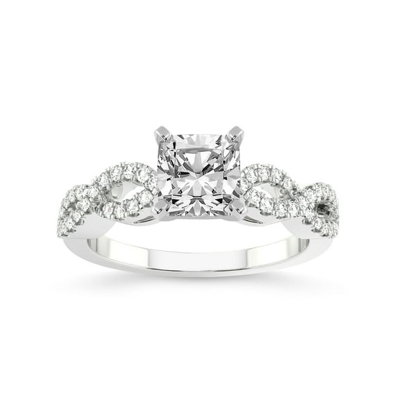5 Carat IGI Certified Cushion Shape Lab Grown Diamond Engagement Ring | 14K White Gold |Lorene Twisted Shank Diamond Ring | FG-VS1-VS2 Quality Friendly Diamonds