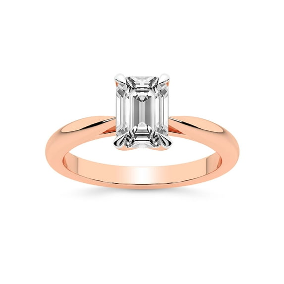 5 Carat IGI Certified Emerald Shape Lab Grown Diamond Engagement Ring | 14K Rose Gold | Azalea Classic Solitaire Diamond Ring | FG-VS1-VS2 Quality Friendly Diamonds