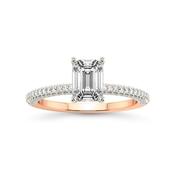 5 Carat IGI Certified Emerald Shape Lab Grown Diamond Engagement Ring | 14K Rose Gold |Grace Micro Pave Eternity Diamond Ring | FG-VS1-VS2 Quality Friendly Diamonds