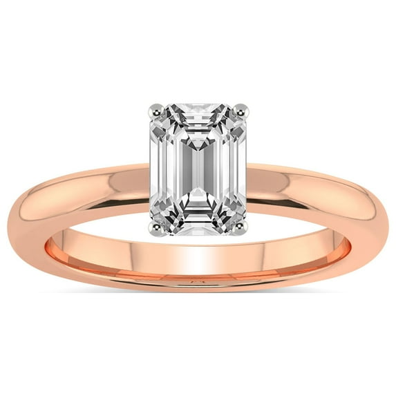 IGI Certified 5 Carat Emerald Shape Lab Grown Diamond Engagement Ring | 14K Rose Gold |Quinn Solitaire Diamond Ring | FG-VS Quality Friendly Diamonds
