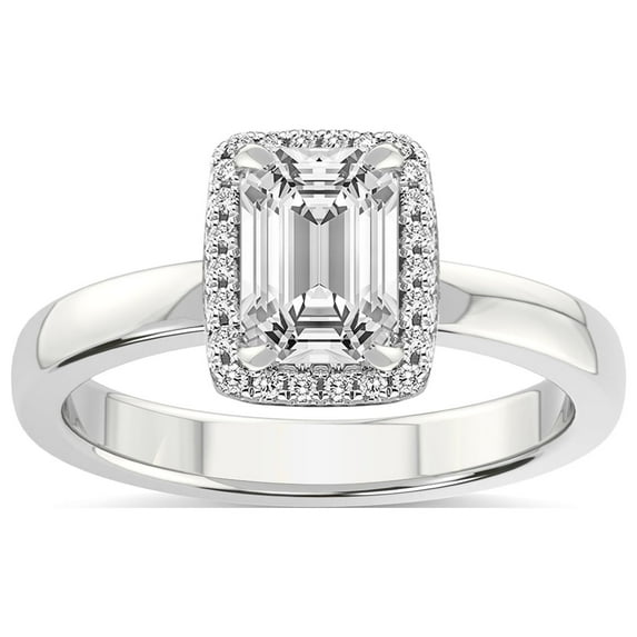 5 Carat IGI Certified Emerald Shape Lab Grown Diamond Engagement Ring | 14K White Gold |Anna Hidden Accents Halo Diamond Ring | FG-VS1-VS2 Quality Friendly Diamonds