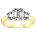 thumbnail image 1 of 5 Carat IGI Certified Emerald Shape Lab Grown Diamond Engagement Ring | 14K Yellow Gold |Dianna Three Stone Side Trapezium Diamond Ring | FG-VS1-VS2 Quality Friendly Diamonds, 1 of 5