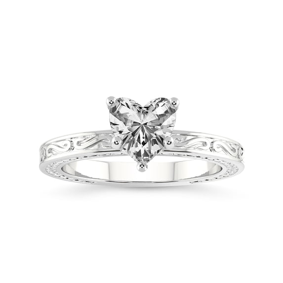 IGI Certified 5 Carat Heart Shape Lab Grown Diamond Engagement Ring | 14K White Gold | Ivory Vintage Solitaire Diamond Ring | FG-VS Quality Friendly Diamonds