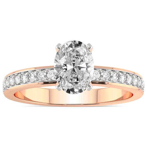 5 Carat IGI Certified Oval Shape Lab Grown Diamond Engagement Ring | 14K Rose Gold |Charm Of Love Eternity Diamond Ring | FG-VS1-VS2 Quality Friendly Diamonds