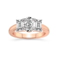 thumbnail image 1 of IGI Certified 5 Carat Oval Shape Lab Grown Diamond Engagement Ring | 14K Rose Gold | Lauren Three stone Emerald Shape Side Lab Diamond Ring | FG-VS1-VS2 Quality Friendly Diamonds, 1 of 6
