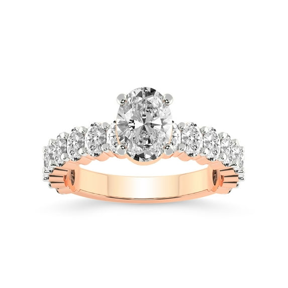 5 Carat IGI Certified Oval Shape Lab Grown Diamond Engagement Ring | 14K Rose Gold |Lillian Oval Shape Side Diamond Eternity Diamond Ring | FG-VS1-VS2 Quality Friendly Diamonds