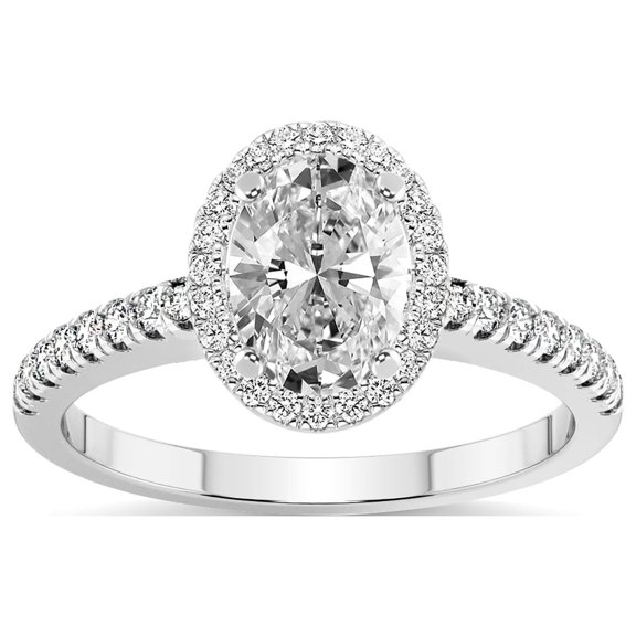 5 Carat IGI Certified Oval Shape Lab Grown Diamond Engagement Ring | 14K White Gold |Anastasia Halo Diamond Ring | FG-VS1-VS2 Quality Friendly Diamonds