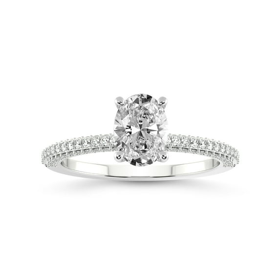 5 Carat IGI Certified Oval Shape Lab Grown Diamond Engagement Ring | 14K White Gold |Grace Micro Pave Eternity Diamond Ring | FG-VS1-VS2 Quality Friendly Diamonds