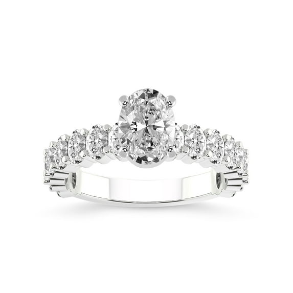 5 Carat IGI Certified Oval Shape Lab Grown Diamond Engagement Ring | 14K White Gold |Lillian Oval Shape Side Diamond Eternity Diamond Ring | FG-VS1-VS2 Quality Friendly Diamonds