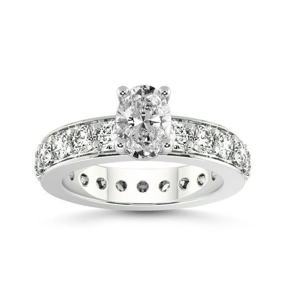 5 Carat IGI Certified Oval Shape Lab Grown Diamond Engagement Ring | 14K White Gold |Madeline Full Eternity Diamond Ring | FG-VS1-VS2 Quality Friendly Diamonds