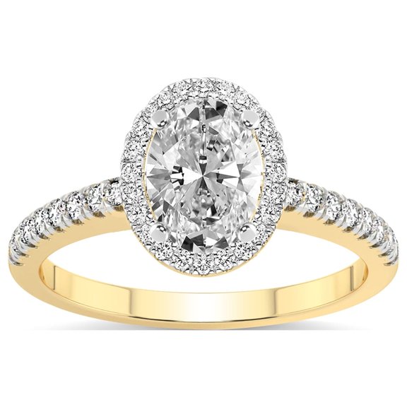 5 Carat IGI Certified Oval Shape Lab Grown Diamond Engagement Ring | 14K Yellow Gold |Anastasia Halo Diamond Ring | FG-VS1-VS2 Quality Friendly Diamonds