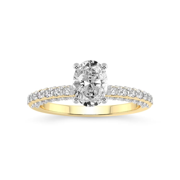 5 Carat IGI Certified Oval Shape Lab Grown Diamond Engagement Ring | 14K Yellow Gold |Atria Secret Double Halo Diamond Ring | FG-VS1-VS2 Quality Friendly Diamonds