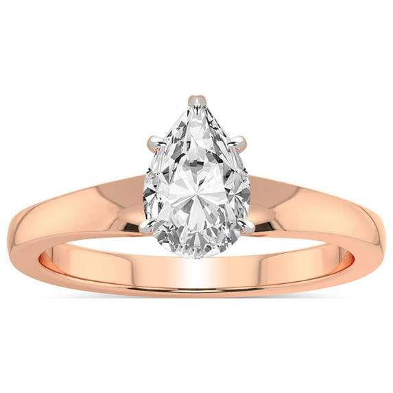 5 Carat IGI Certified Pear Shape Lab Grown Diamond Engagement Ring | 14K Rose Gold | Arielle Solitaire Diamond Ring | FG-VS1-VS2 Quality Friendly Diamonds