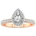 thumbnail image 1 of IGI Certified 5 Carat Pear Shape Lab Grown Diamond Engagement Ring | 14K Rose Gold |Elle Classic Halo Diamond Ring | FG-VS1-VS2 Quality Friendly Diamonds, 1 of 6