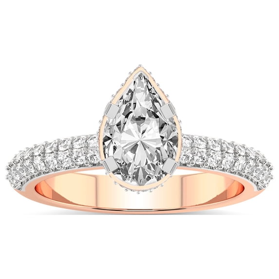 5 Carat IGI Certified Pear Shape Lab Grown Diamond Engagement Ring | 14K Rose Gold |Eloa Secret Halo Diamond Ring | FG-VS1-VS2 Quality Friendly Diamonds