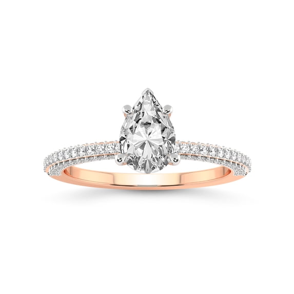 5 Carat IGI Certified Pear Shape Lab Grown Diamond Engagement Ring | 14K Rose Gold |Grace Micro Pave Eternity Diamond Ring | FG-VS1-VS2 Quality Friendly Diamonds