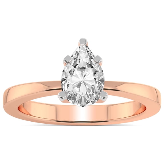 5 Carat IGI Certified Pear Shape Lab Grown Diamond Engagement Ring | 14K Rose Gold |Jannel Tapering Diamond Ring | FG-VS1-VS2 Quality Friendly Diamonds