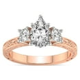 thumbnail image 1 of IGI Certified 5 Carat Pear Shape Lab Grown Diamond Engagement Ring | 14K Rose Gold | Valencia Three Stone Vintage Diamond Ring | FG-VS1-VS2 Quality Friendly Diamonds, 1 of 7