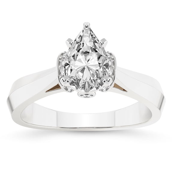 IGI Certified 5 Carat Pear Shape Lab Grown Diamond Engagement Ring | 14K White Gold | Delanie Side Cuff Lab Diamond Ring | FG-VS1-VS2 Quality Friendly Diamonds