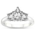 thumbnail image 1 of 5 Carat IGI Certified Pear Shape Lab Grown Diamond Engagement Ring | 14K White Gold |Dianna Three Stone Side Trapezium Diamond Ring | FG-VS1-VS2 Quality Friendly Diamonds, 1 of 5