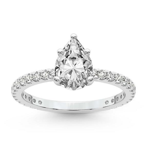 5 Carat IGI Certified Pear Shape Lab Grown Diamond Engagement Ring | 14K White Gold |Emily Eternity Diamond Ring | FG-VS1-VS2 Quality Friendly Diamonds