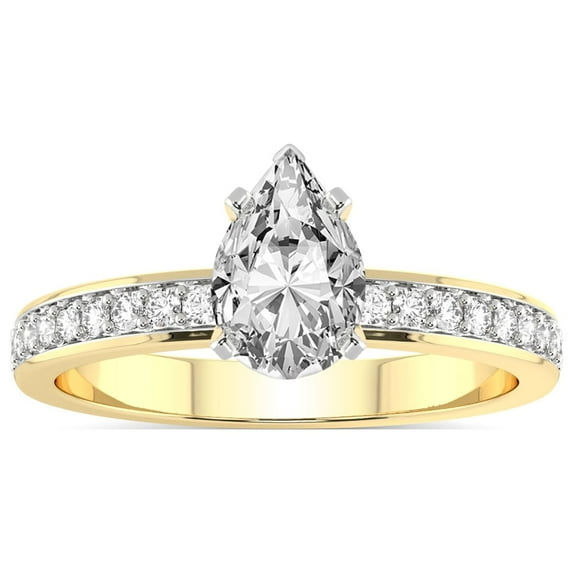 5 Carat IGI Certified Pear Shape Lab Grown Diamond Engagement Ring | 14K Yellow Gold |Charm Of Love Eternity Diamond Ring | FG-VS1-VS2 Quality Friendly Diamonds