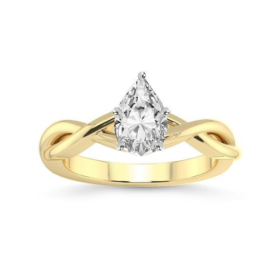 5 Carat IGI Certified Pear Shape Lab Grown Diamond Engagement Ring | 14K Yellow Gold | Evermore Solitaire Diamond Ring | FG-VS1-VS2 Quality Friendly Diamonds