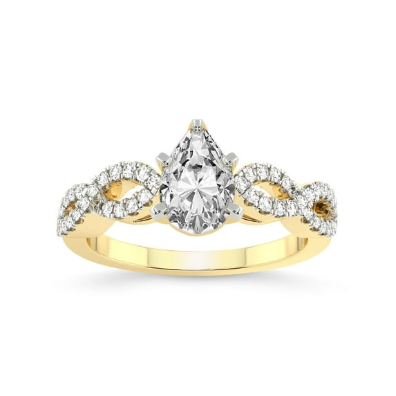 5 Carat IGI Certified Pear Shape Lab Grown Diamond Engagement Ring | 14K Yellow Gold |Lorene Twisted Shank Diamond Ring | FG-VS1-VS2 Quality Friendly Diamonds