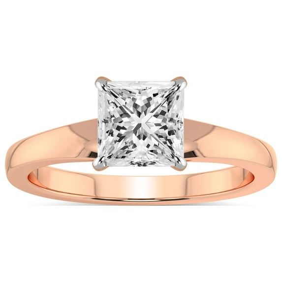 5 Carat IGI Certified Princess Shape Lab Grown Diamond Engagement Ring | 14K Rose Gold | Arielle Solitaire Diamond Ring | FG-VS1-VS2 Quality Friendly Diamonds