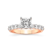 IGI Certified 5 Carat Princess Shape Lab Grown Diamond Engagement Ring | 14K Rose Gold | Cassidy Entwined Prongs Lab Diamond Ring | FG-VS1-VS2 Quality Friendly Diamonds