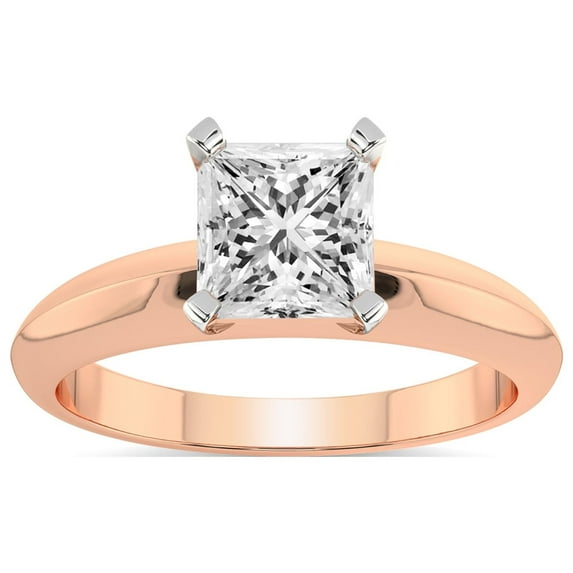 5 Carat IGI Certified Princess Shape Lab Grown Diamond Engagement Ring | 14K Rose Gold |Eloise Solitaire Knife Edge Diamond Ring | FG-VS1-VS2 Quality Friendly Diamonds