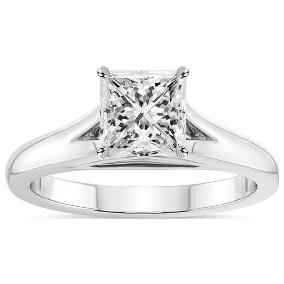 IGI Certified 5 Carat Princess Shape Lab Grown Diamond Engagement Ring | 14K White Gold | Cathedral Split Shank Solitaire Diamond Ring | FG-VS1-VS2 Quality Friendly Diamonds