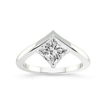 IGI Certified 5 Carat Princess Shape Lab Grown Diamond Engagement Ring | 14K White Gold | Janes Chevron Lab Diamond Ring | FG-VS1-VS2 Quality Friendly Diamonds