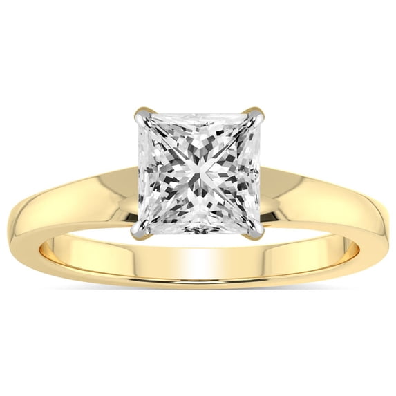 5 Carat IGI Certified Princess Shape Lab Grown Diamond Engagement Ring | 14K Yellow Gold | Arielle Solitaire Diamond Ring | FG-VS1-VS2 Quality Friendly Diamonds