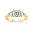 thumbnail image 1 of 5 Carat IGI Certified Princess Shape Lab Grown Diamond Engagement Ring | 14K Yellow Gold | Leona Three stone Pear Shape side Diamond Ring | FG-VS1-VS2 Quality Friendly Diamonds, 1 of 4